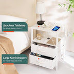 Yoobure Nightstand with Charging Station, LED Night Stand with Fabric Drawers - Image 6