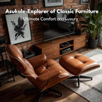 Top Grain Leather, Mid Century Chaise Lounge Chair and Ottoman, Reading Chair - Image 6