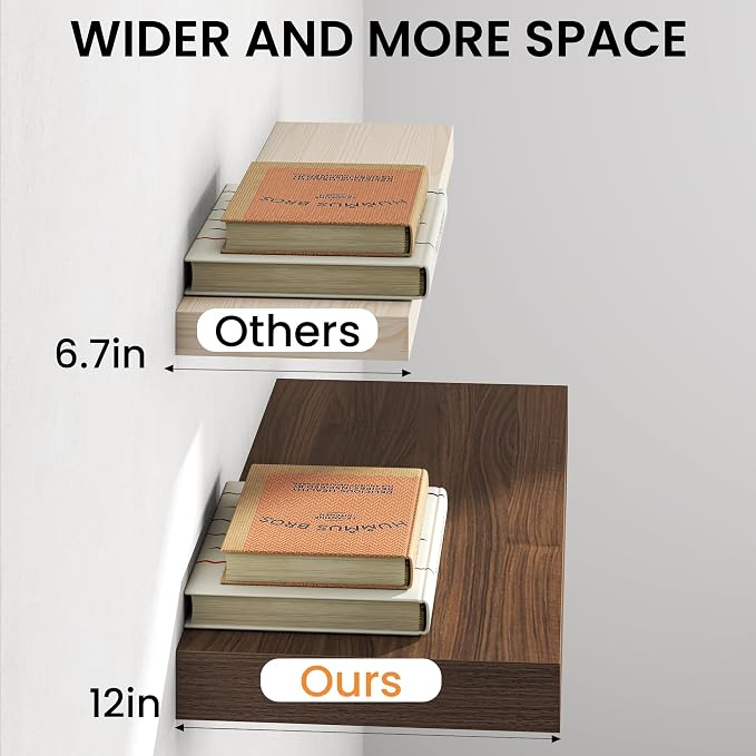 Fun Memories 72 Inch Floating Shelves, 12 Inch Deep Wall Shelf - Image 5