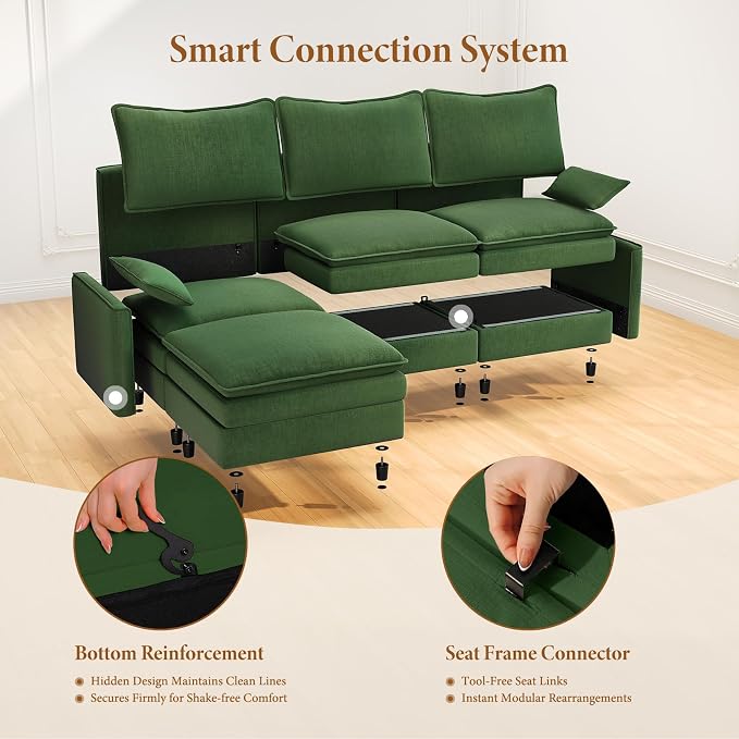 Vesgantti 108" Sectional Sleeper Sofa, 6-Seater Oversized Modular Cloud Couch - Image 5
