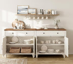 WAMAPT Buffet Cabinet with 8 Doors and 4 Drawers, Large Coffee Bar Table Wood - Image 3