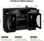 Wine Bar Cabinet with LED Light, Modern Liquor Cabinet Coffee Bar Cabinet - Image 2
