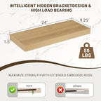 Acovy 24 Inch Floating Shelves, 3D Textured Wood Grain, Wooden Shelves - Image 3