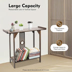 Chinese Style Vintage Console Table, 40In 2 Tiers Bamboo Sofa Consoles Table - Image 4