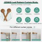 QDWIS Boho Wood Curtain Rods for Windows 66 to 120 inch, Rustic Decorative - Image 6