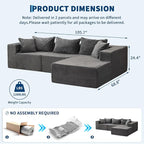 Hetoy Oversized L Shape Modular Sofa, Soft Modular Sectional Couch - Image 2