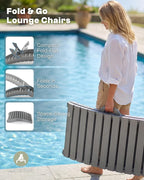 Folding HDPE Pool Lounge Chairs Set of 6, Pre-Assembled Outdoor Chaise Lounge - Image 3