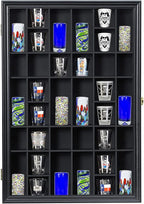 Shot Glass Display Case Wooden Cabinet Rack Holder Wall Mounted Black Shadow by SNAIL