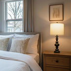BOBOMOMO 24" Traditional Farmhouse Table Lamp Set of 2, Vintage Resin Lamps - Image 4