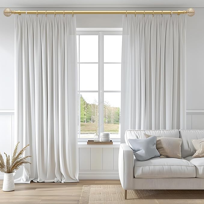 QDWIS 2 Pack Gold Curtain Rods for Windows 48 to 84 inch, Rustic Decorative - Image 2