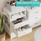 BOLUO Tall Night Stand with Drawers, Small White 4 Drawer Dresser - Image 5