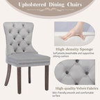 KCC Velvet Dining Chairs Set of 2, Upholstered High-end Tufted Dining Room Chair - Image 4