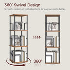 MAHANCRIS 3-Tier Rotating Bookshelf, Freestanding Corner Bookshelf, 360° - Image 4