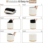 Round Storage Ottoman with Reversible Tray Lid, Folding Chenille Fabric - Image 7