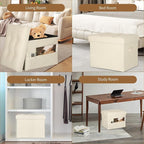 BelugaHelper Storage Ottoman Foot Rest Stool, Folding Leather Footstool Bench - Image 4