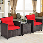 Tangkula 3 Pieces Patio Furniture Set, PE Rattan Wicker 3 Pcs Outdoor Sofa Set - Image 3