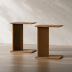 RECCI Solid Bamboo C-Shaped End Table Set of 2 by RECCI