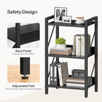 HOOBRO Bookshelf, 3-Tier Industrial Bookcase, Book Shelf Storage Organizer - Image 5
