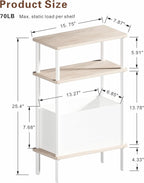 Narrow Side Table with Fabric Basket, Slim Nightstand with 3-Tier Storage Shelf - Image 3