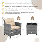 Tangkula 3 Pieces Wicker Patio Furniture Set, Outdoor Rattan Conversation - Image 5