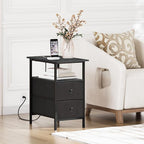 HOOBRO End Table with Charging Station, Narrow Side Table, Nightstand with 2 - Image 4