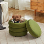 Flouki 19.5" Storage Ottoman Round, Vanity Stools - Image 6