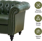 Mid-Century 2 Seater Sofa, Faux Leather Loveseat - Image 4