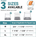 Ansible 24 Pcs Chair Leg Floor Protectors Square, Silicone Felt Furniture Leg - Image 5