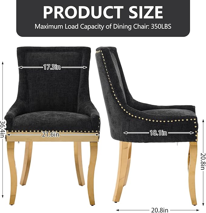 Upholstered Dining Chairs Set of 2, Modern Fabric Side Chairs - Image 3