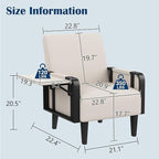 Andeworld Modern Beige Accent Chair, PU Leather Upholstered Armchair Side Chair - Image 2