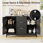 47.2" W Storage Cabinet with 3 Drawers, Fluted Buffet Cabinet with Storage - Image 4