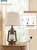 LEDIARY 18.72" LED Vintage Lantern Flickering Flame Table Lamps - Image 5