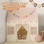 Kids Play Tent Indoor: with Brown Checkered, Rainbow Tissue Garland, Star Lights - Image 4