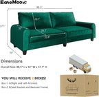 EASE MOOSE 88.5" Large Seat Velvet Loveseat Sofa, Soft Deep Seat Couches - Image 2