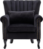 Mid-Century Modern Accent Chair Velvet Armchair Tufted Wingback Santa Club by DMFurniture