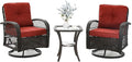 3 Pieces Patio Furniture Set, Outdoor Swivel Glider Rocker, Wicker Patio Bistro by VonzoyHome