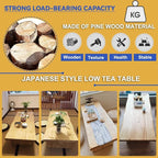 100cm Japanese Floor Table -Vintage Solid Wooden Tatami Table, Low Rectangular - Image 5