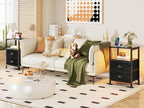 Furologee Nightstands with Charging Station, End Table with LED Lights - Image 2