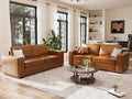 ABCASA Loveseat Set of 2, Living Room Furniture Set, Oversized Faxu Leather Sofa by ABCASA