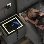 Smart Nightstand with Wireless Charging, with Fingerprint Lock Drawer, Night - Image 6