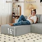 95" Cloud Sectional Couch U-Shaped Chaise - Image 5