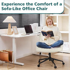 OLIXIS Criss Cross Chair with Wheels Wide Cross Legged Office Desk Vanity Chair - Image 3