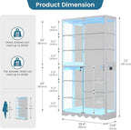 Large Display Cabinet with Glass Doors, 8-Tier RGB Curio Cabinet with Smart - Image 2