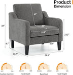 VINGLI Accent Chairs Set of 2 for Living Room, Light Grey Mid Century Modern - Image 3