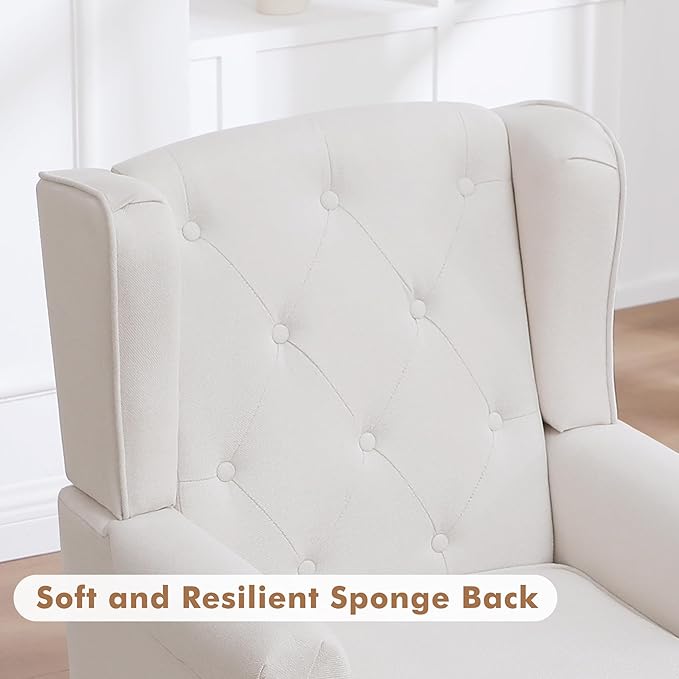 Accent Chair for Living Room, Mid Century Modern Upholstered Armchair, Wingback - Image 6