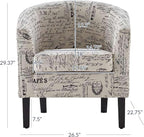 BELLEZE Accent Barrel Chair, Linen Round Chair Club Tub Sofa Corner Chair - Image 2