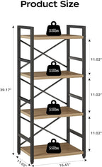 Bookshelf, Kid's Bookshelf, 4 Tier Small Bookcase, Metal Small Bookcase - Image 3