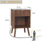 Fultyle Nightstand with Charging Station, Fluted Night Stand with USB and Type - Image 3