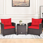 HAPPYGRILL 3 Pieces Patio Conversation Set, Outdoor Furniture Set PE Rattan - Image 3