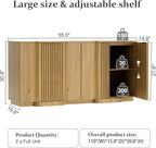 Brafab Buffet Cabinet, Wood Fluted Credenza - Image 2